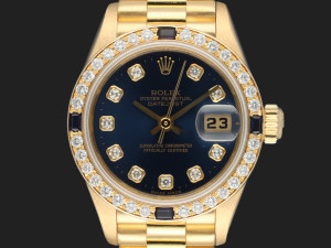 Rolex Lady-Datejust 26 Yellow Gold Sapphire & Diamond Bezel 69088