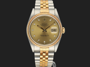 Rolex Datejust Gold/Steel Champagne Diamond Dial 16233