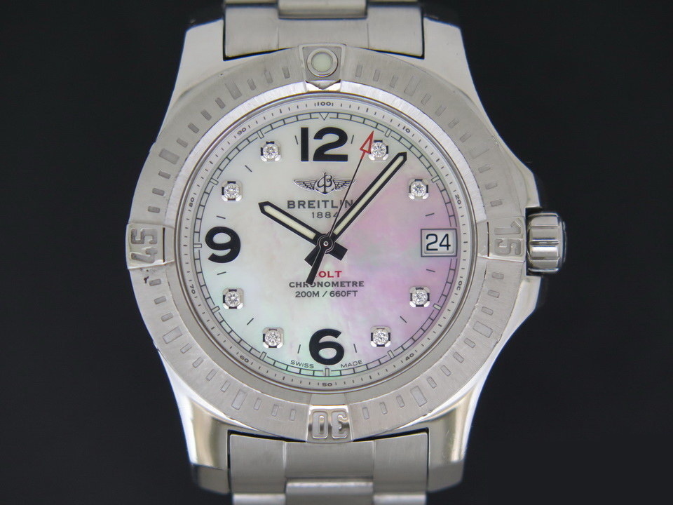 Breitling Colt 36 M.O.P Diamonds A7438911 Watches Filipucci Juweliers