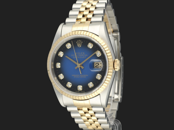 Rolex - Datejust Gold/Steel Blue Vignette Diamond Dial 16233 