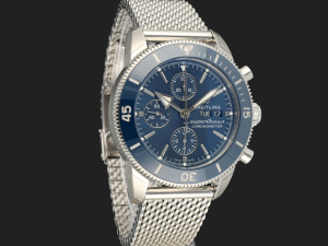 Breitling SuperOcean Heritage II 44mm Chronograph Blue Dial A13313 NEW