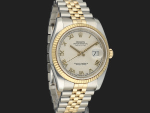 Rolex Datejust Gold/Steel Ivory Pyramid Dial 116233