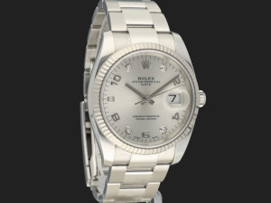 Rolex Date Silver Diamond Dial 115234