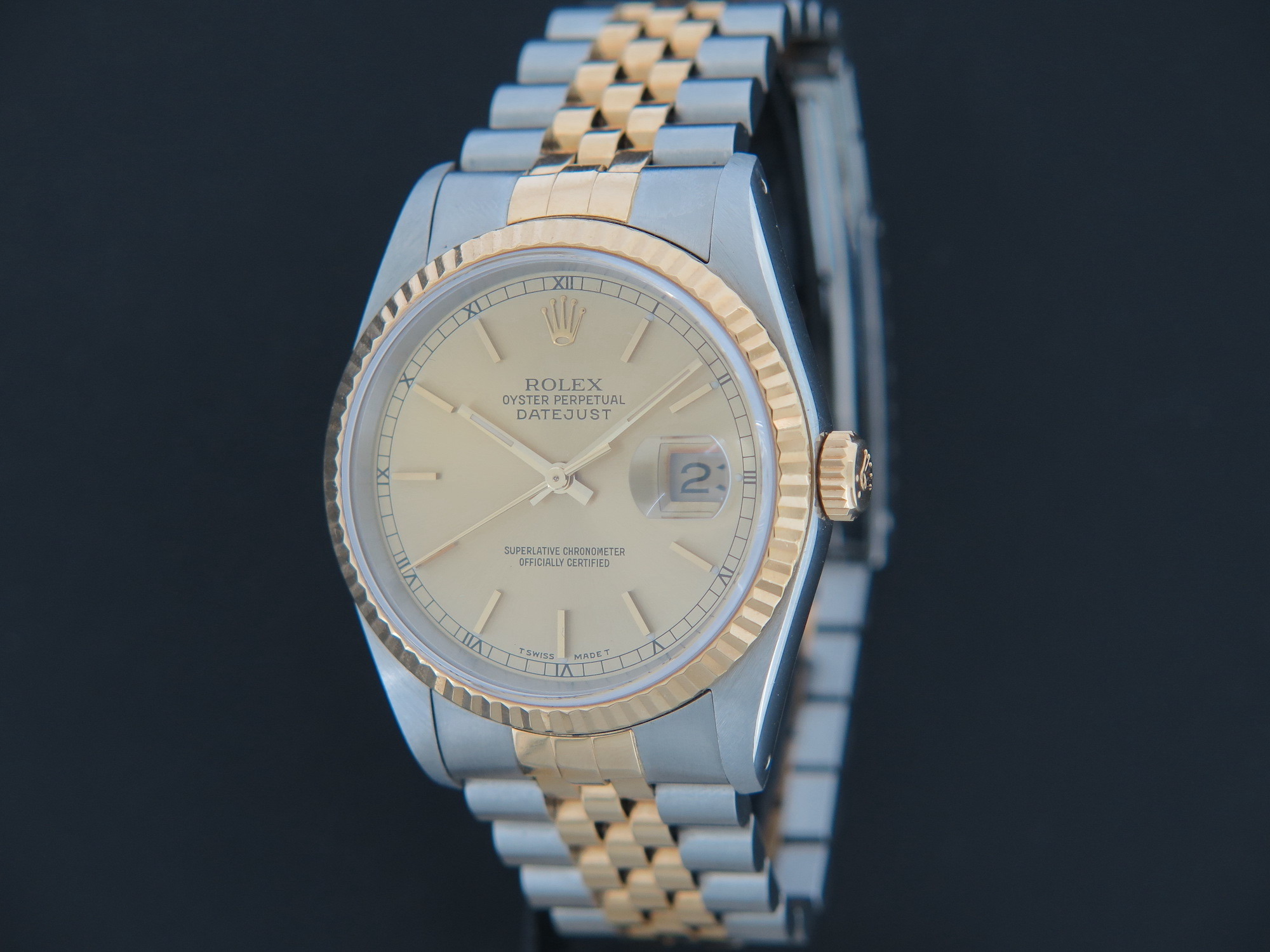 Rolex Datejust Gold Steel Champagne Dial 16233 Watches