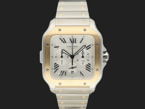 Cartier Santos Chronograph Gold/Steel W2SA0008 / 4183 NEW