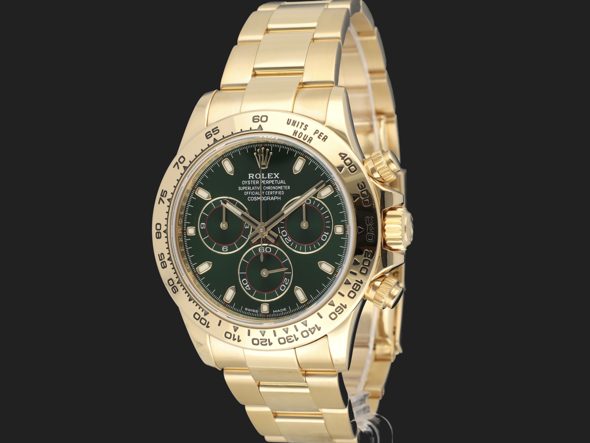 Rolex Daytona Yellow Gold Green Dial 116508 Horloges Filipucci Juweliers Maastricht