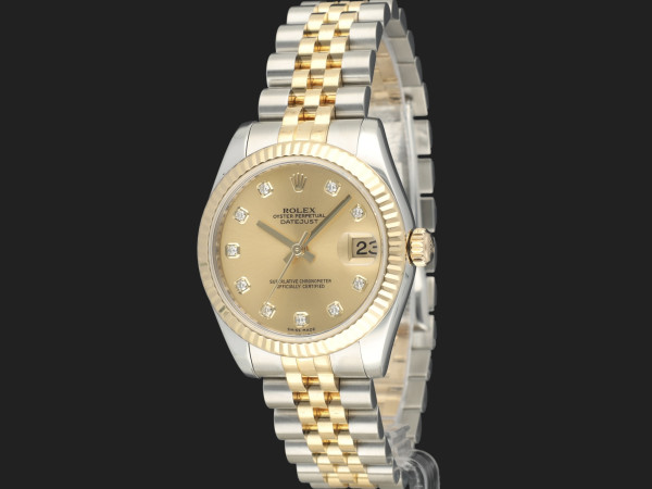 Rolex - Datejust 31 Gold/Steel Champagne Diamond Dial 178273