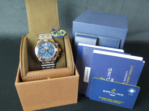 Breitling Chronomat B01 42 Rose Gold/Steel Blue Dial UB0134