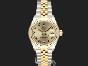 Rolex Lady-Datejust 28 Gold/Steel Champagne Roman Dial 279173 