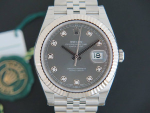 Rolex Datejust 41 Dark Rhodium Diamond Dial 126334 NEW