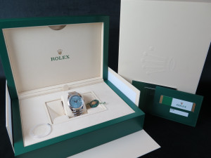 Rolex Day-Date 40 Platinum Ice Blue Diagonal Motif Dial 228206