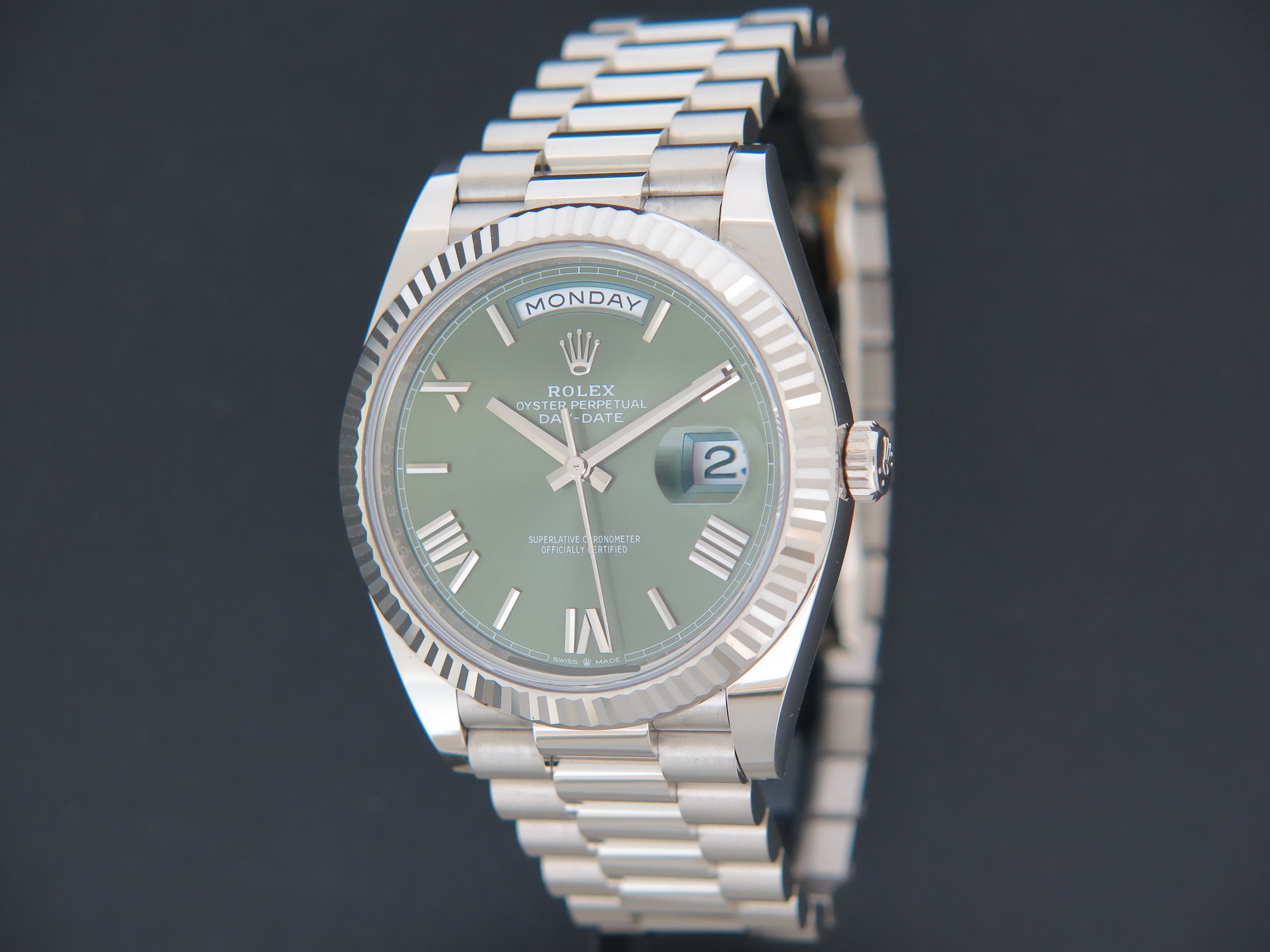 Rolex Day Date White Gold 40 Green Dial 99 NEW 228239 Watches