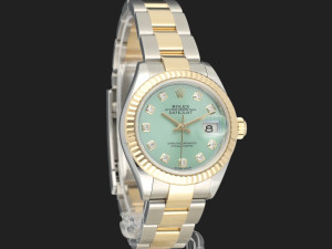 Rolex Lady-Datejust 28 Gold/Steel Mint Green Diamond Dial 279173