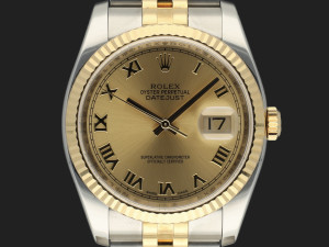 Rolex Datejust Gold/Steel Champagne Roman Dial 116233 