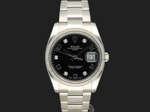 Rolex Date Black Diamond Dial 115234