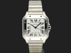 Cartier Santos Medium Silver Roman Dial WSSA0029 NEW