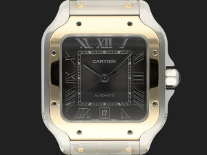 Cartier Santos Large Date Gold/Steel Slate Dial W2SA0030 NEW