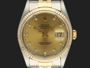 Rolex Datejust 36 Gold/Steel Champagne Diamond Dial 16233