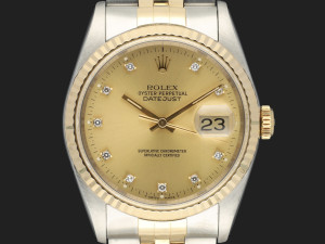 Rolex Datejust Gold/Steel Champagne Diamond Dial 16233