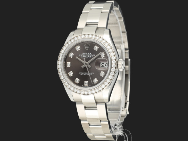 Rolex - Lady-Datejust 28 Dark Grey Diamond Dial / Diamond Bezel 279384RBR