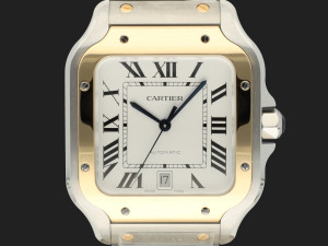 Cartier Santos Large Gold/Steel Roman Dial W2SA0009 99% NEW