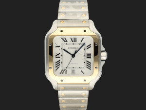 Cartier Santos Large Gold/Steel Roman Dial W2SA0009 99% NEW