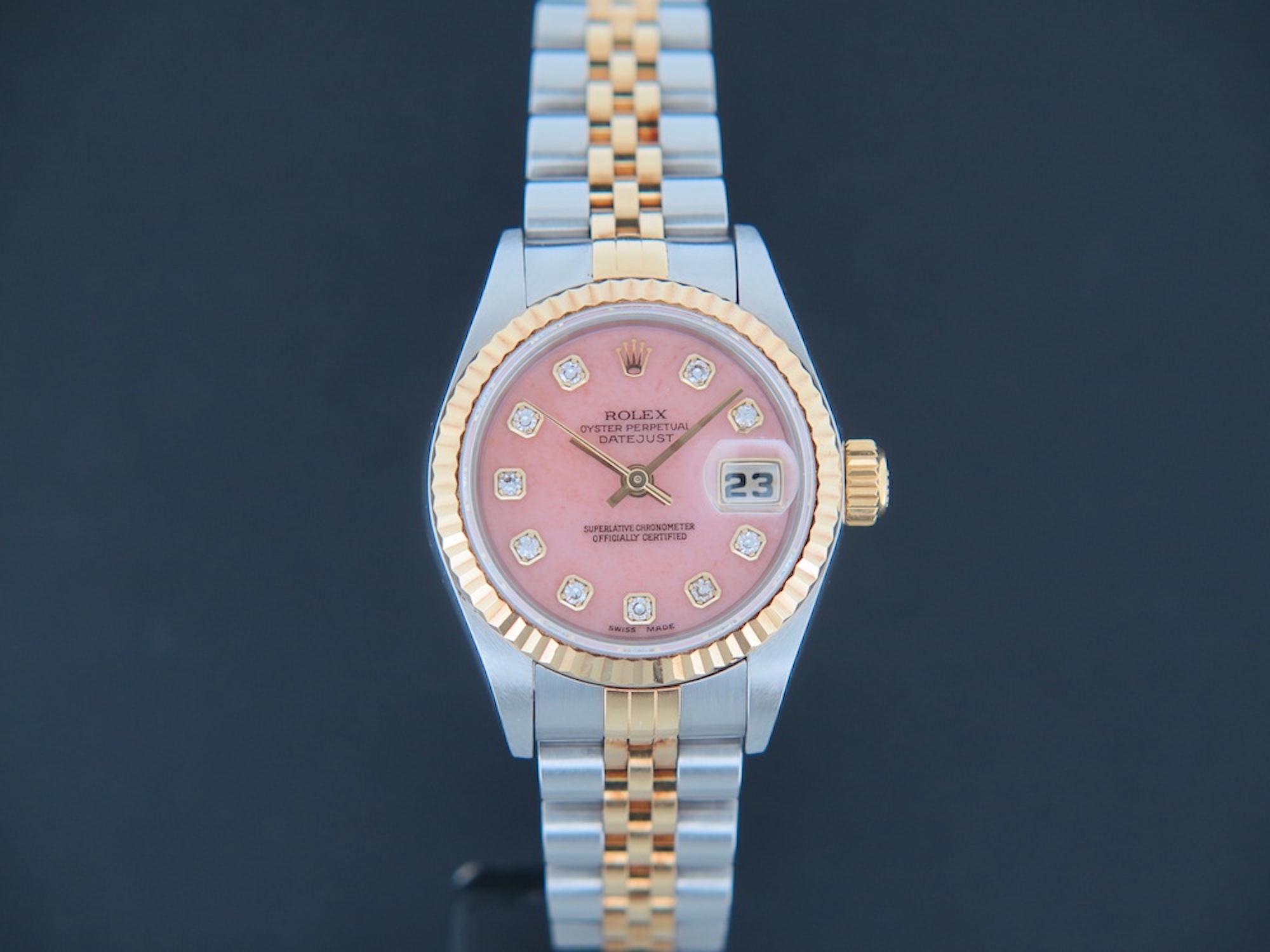 Rolex Lady Datejust Gold Steel Pink Coral Dial 79173 Horloges Filipucci Juweliers Maastricht