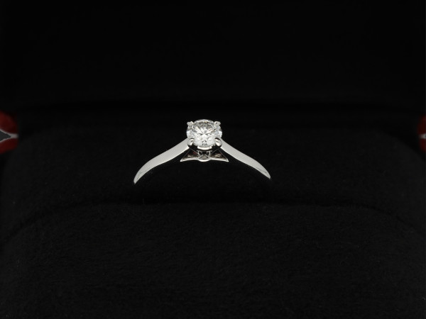 Cartier - Platinum Solitaire Ring 0.37ct Diamond Size 51