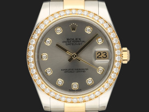 Rolex Datejust 31 Gold/Steel Grey Diamond Dial / Diamond Bezel 178383