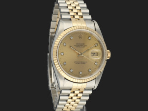 Rolex Datejust Gold/Steel Champagne Diamond Dial 16233