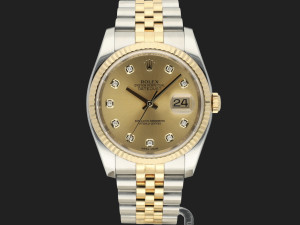 Rolex Datejust Gold/Steel Champagne Diamond Dial 116233