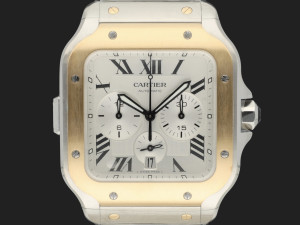 Cartier Santos Chronograph Gold/Steel W2SA0008 / 4183 NEW