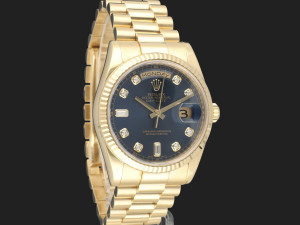 Rolex Day-Date Yellow Gold Blue Diamond Dial 118238