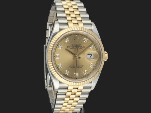 Rolex Datejust 36 Gold/Steel Champagne Diamond Dial 126233