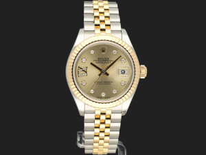 Rolex Lady-Datejust 28 Gold/Steel Champagne Star Diamond Dial 279173