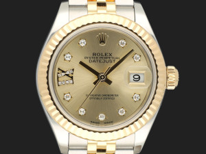 Rolex Lady-Datejust 28 Gold/Steel Champagne Star Diamond Dial 279173