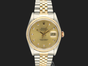 Rolex Datejust Gold/Steel Champagne Diamond Dial 16233