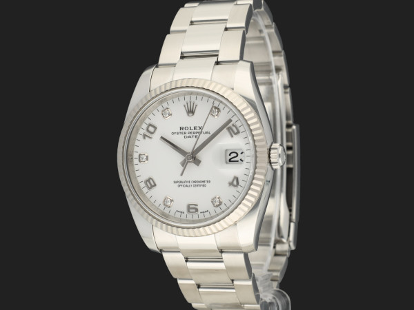 Rolex - Date White Diamond Dial 115234