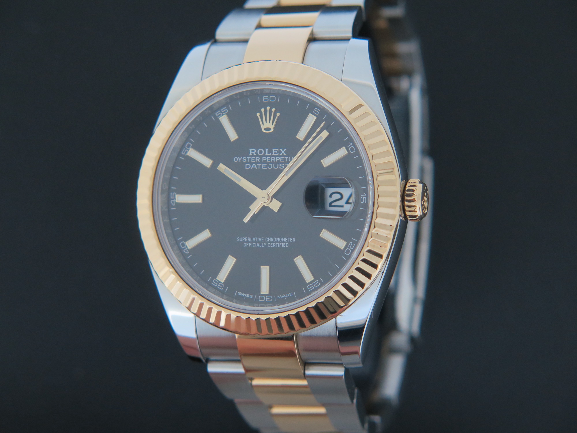 Rolex datejust gold online black dial