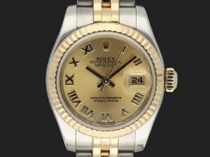 Rolex Lady-Datejust 26 Gold/Steel Champagne Roman Dial 179173