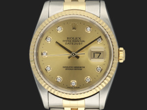 Rolex Datejust Gold/Steel Champagne Diamond Dial 16233