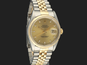 Rolex Datejust 36 Gold/Steel Champagne Diamond Dial 16233