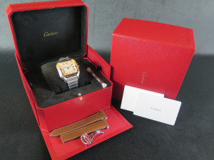 Cartier Santos Large Gold/Steel Roman Dial W2SA0009 99% NEW