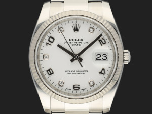 Rolex Date White Diamond Dial 115234