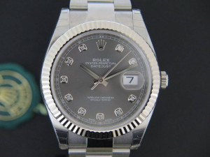 Rolex Datejust 41 Dark Rhodium Diamond Dial 126334 NEW  