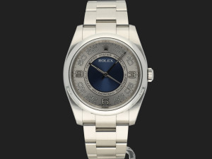 Rolex Oyster Perpetual Silver Blue Concentric Dial 116000