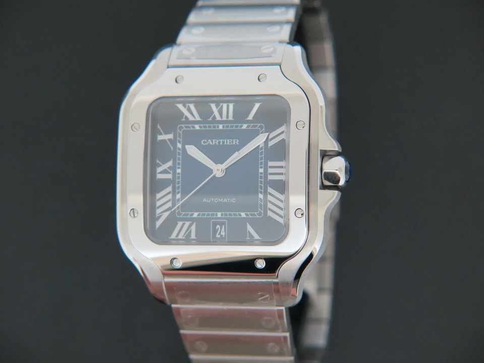 Cartier santos large hot sale blue dial