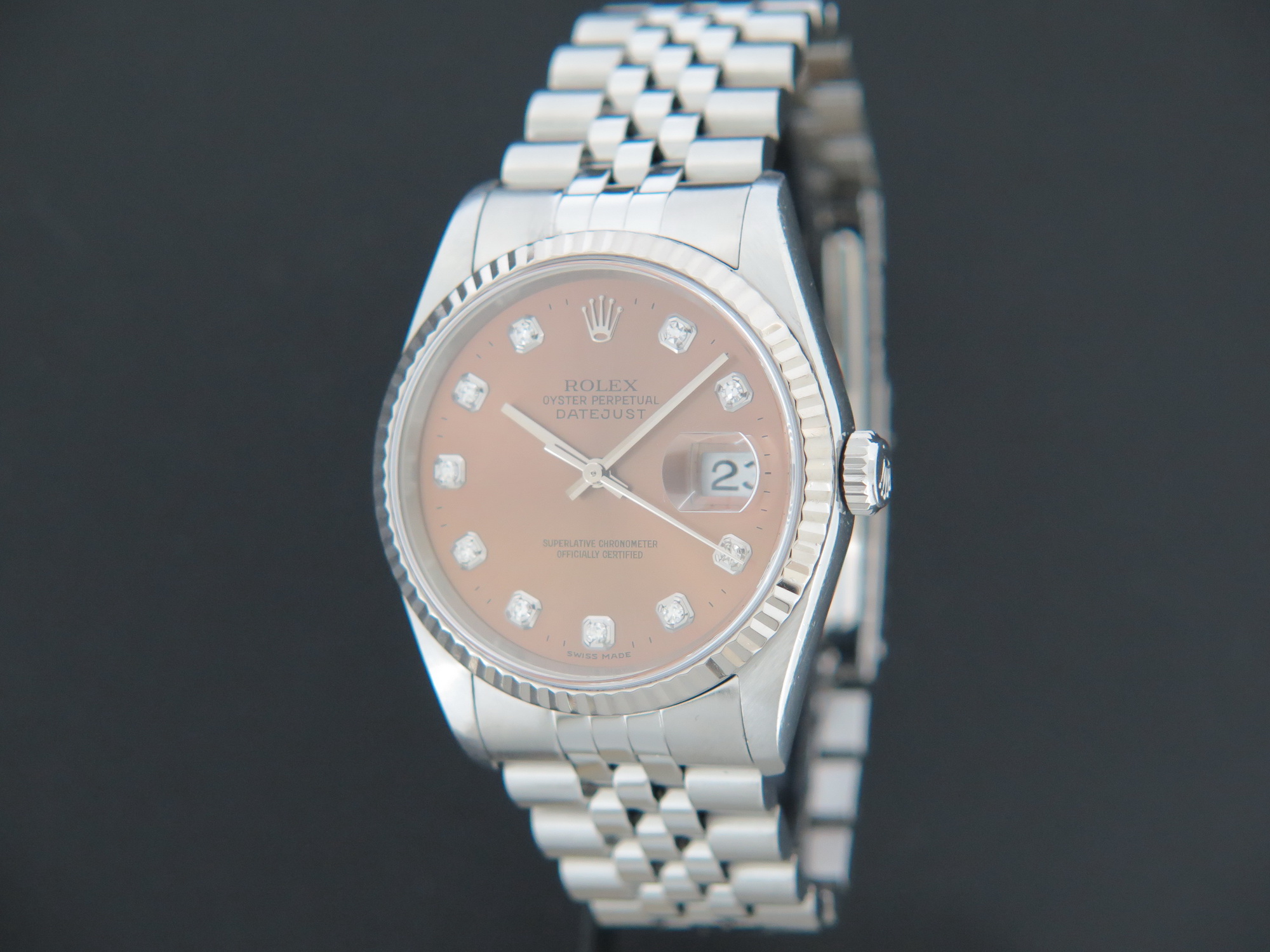 Rolex with pink discount diamonds