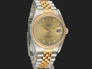 Rolex Datejust Gold/Steel Champagne Diamond Dial 16233