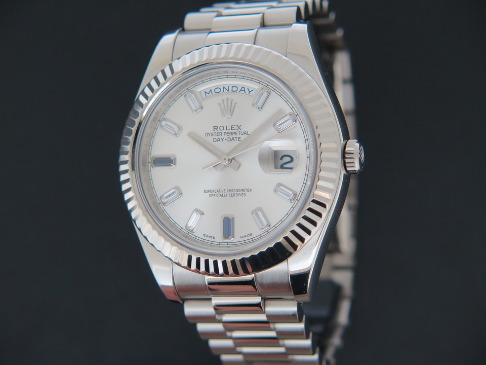 Rolex Day Date II White Gold Diamond Sapphire Dial 218239